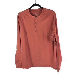 01.ALGO Mens Quick Dry Long Sleeve Henley Shirt Moisture Wicking UPF 40 Rust M